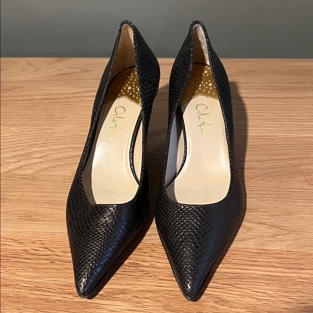 Cole Haan Dark Brown Textured Heels (new - never worn)